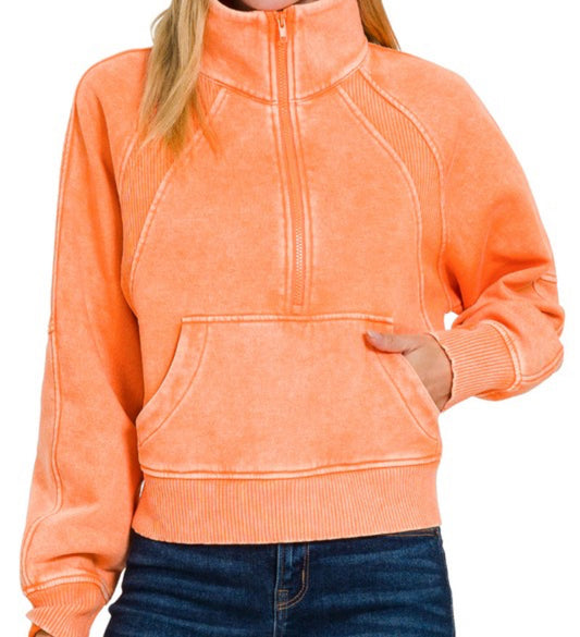 Orange quater zip crew boutique