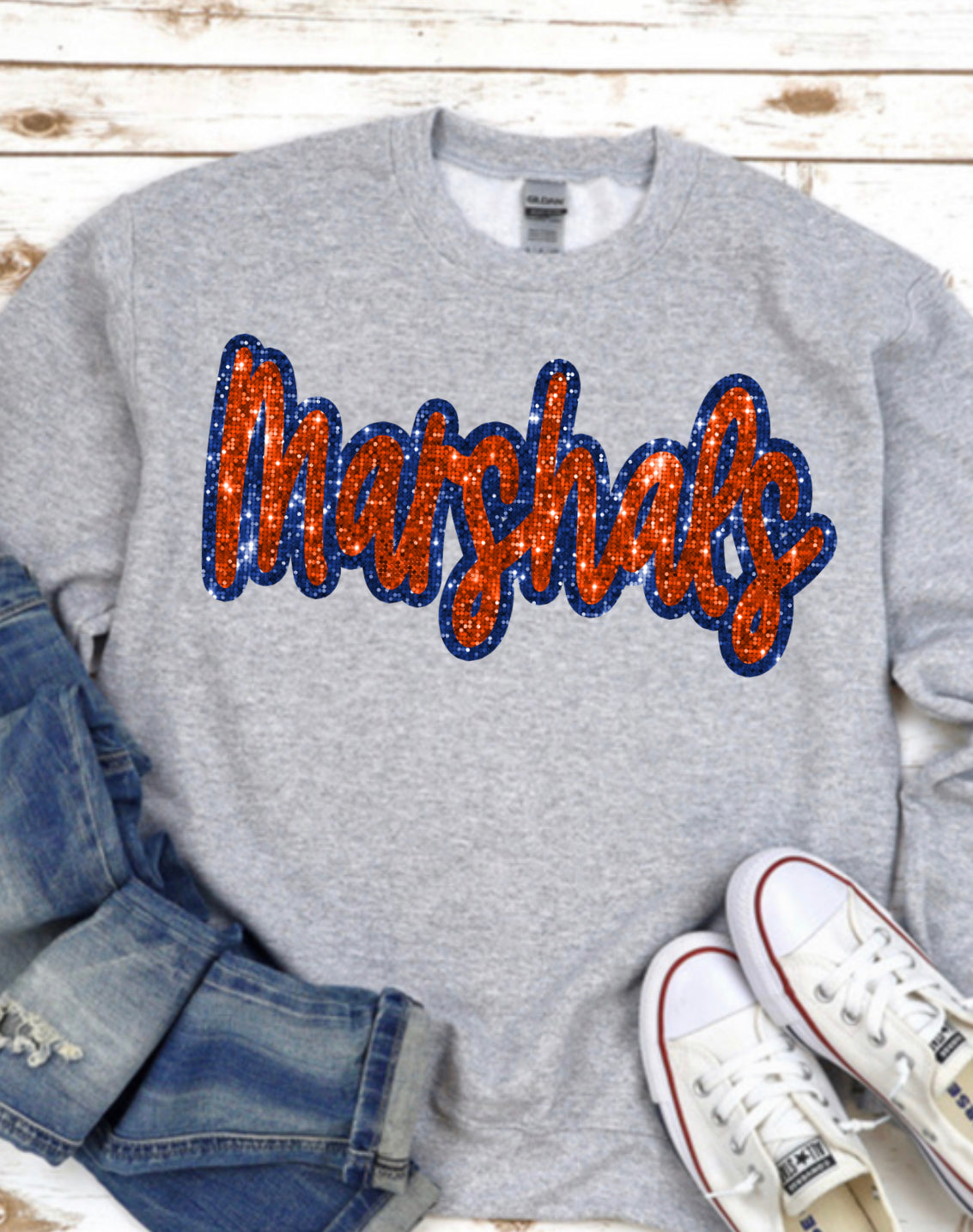 Marshals faux glitter Spirit Wear