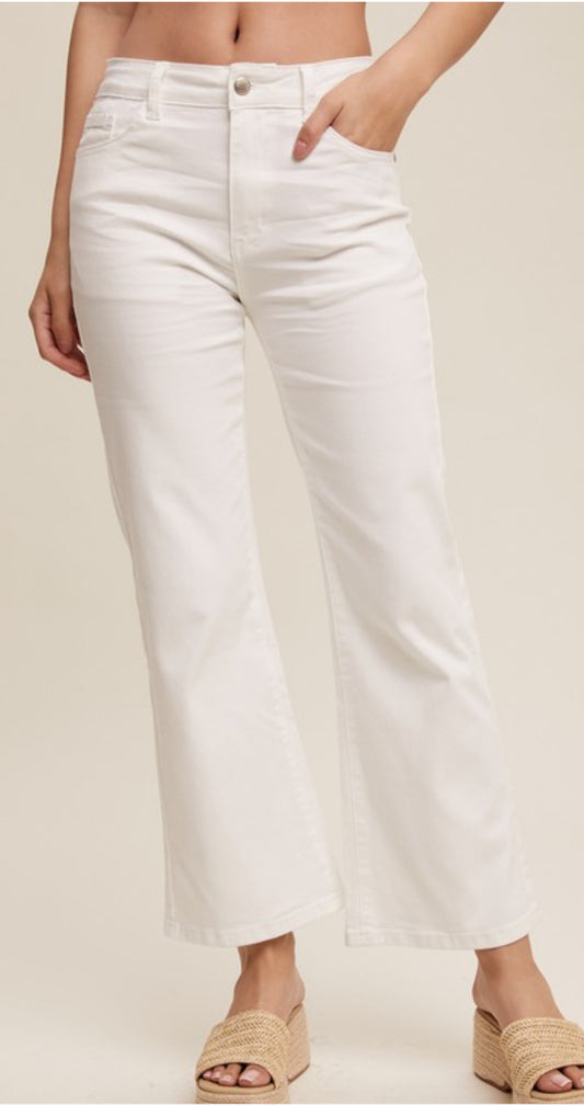 Chloe white kick flare jeans