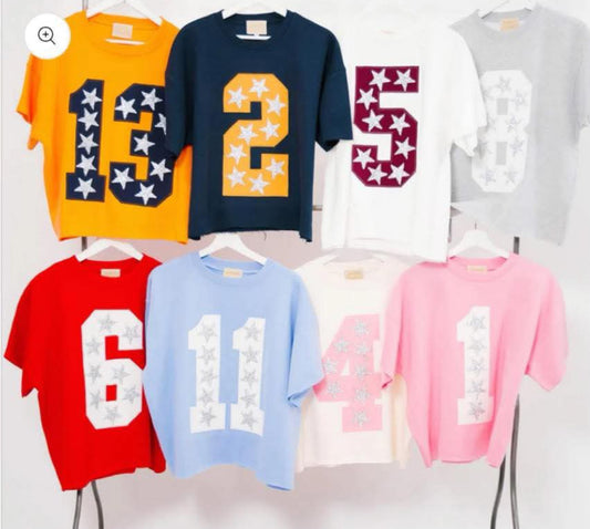 Custom Number star tshirt