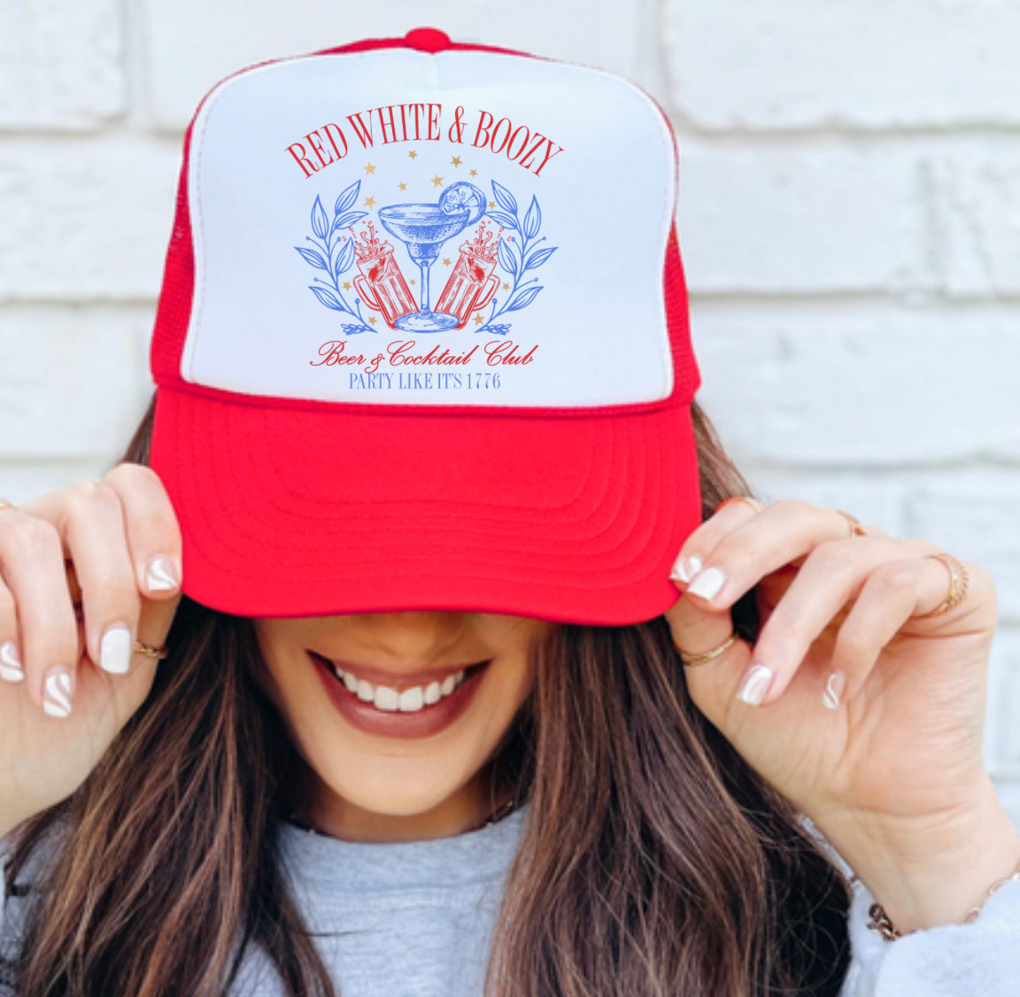 Red, White, and Boozy Trucker Hat