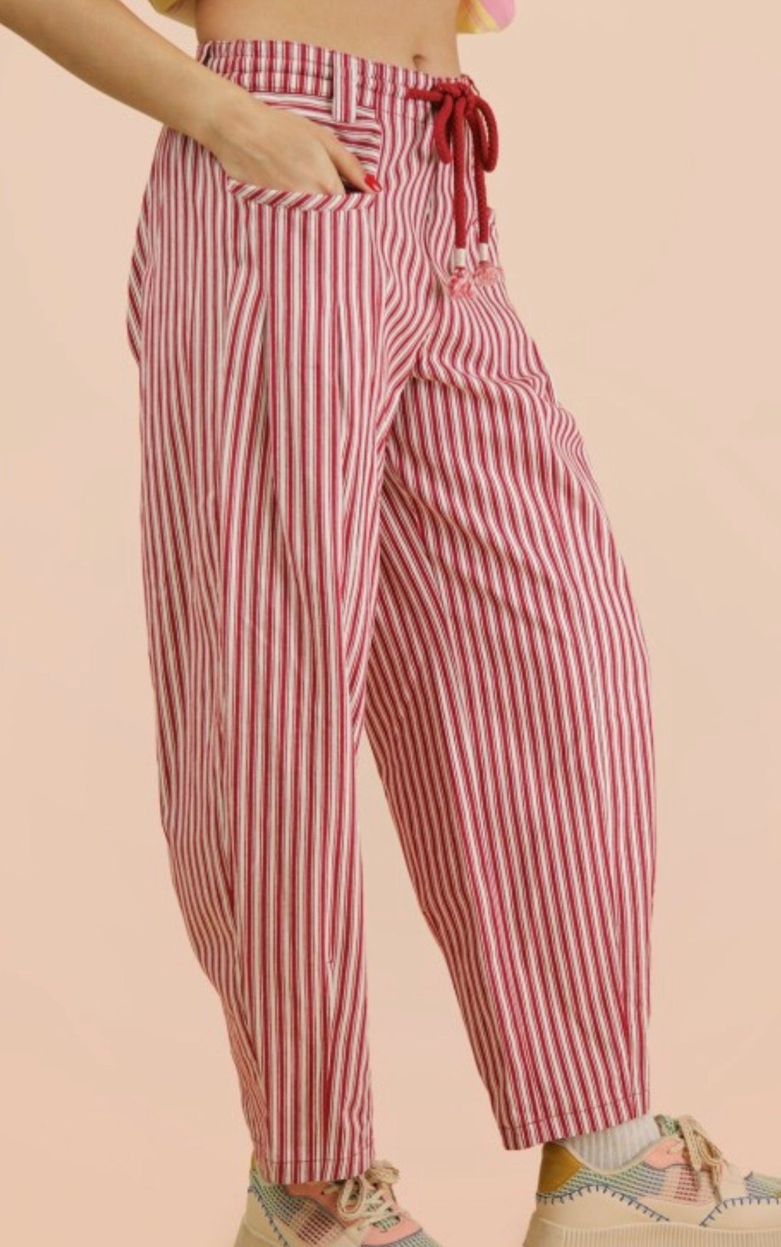 Red stripped barrel Jean