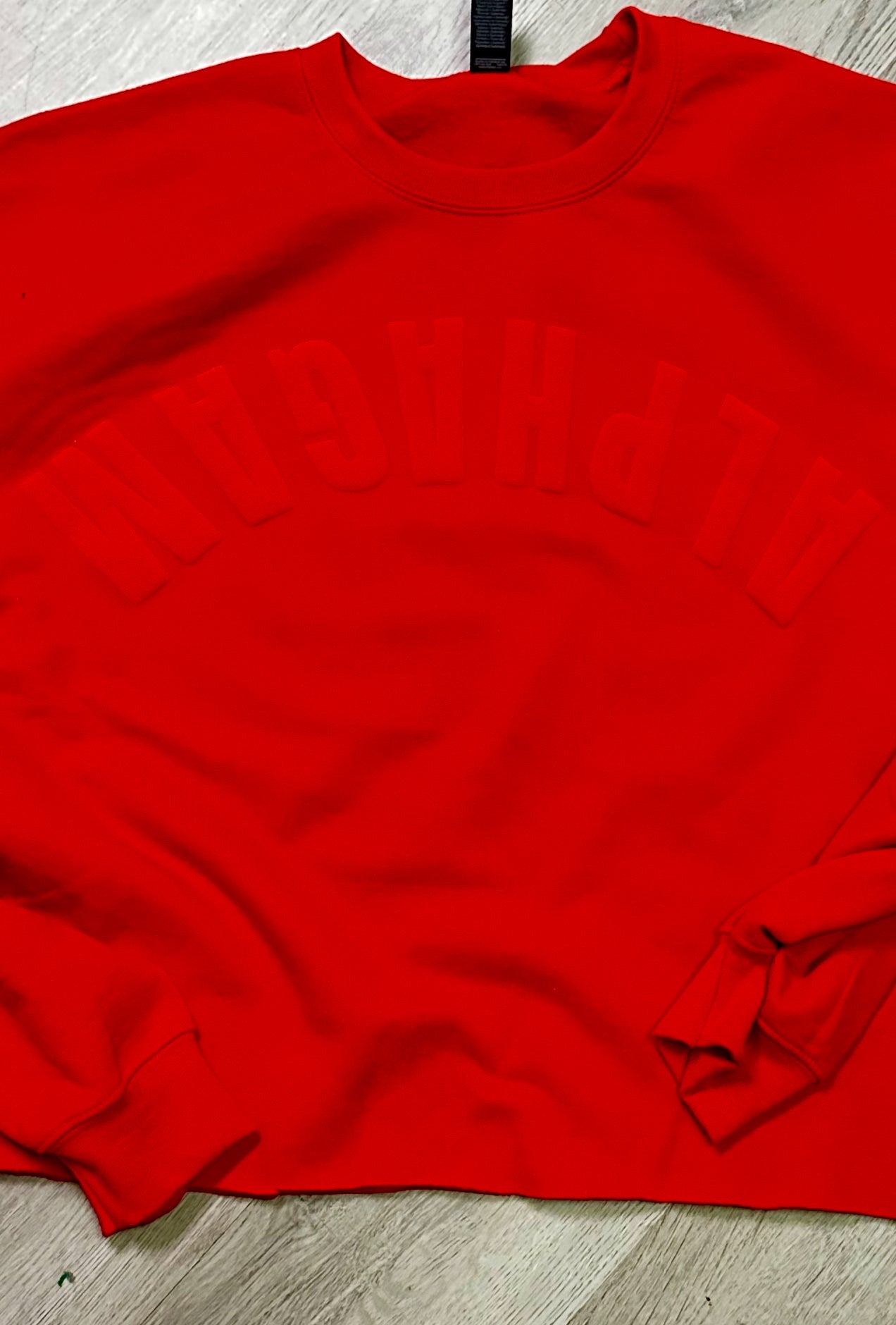 Alpha Gam red on red puff