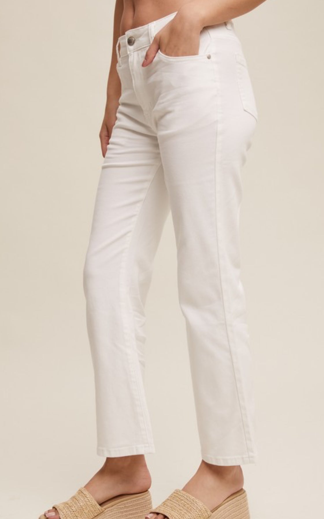 Chloe white kick flare jeans