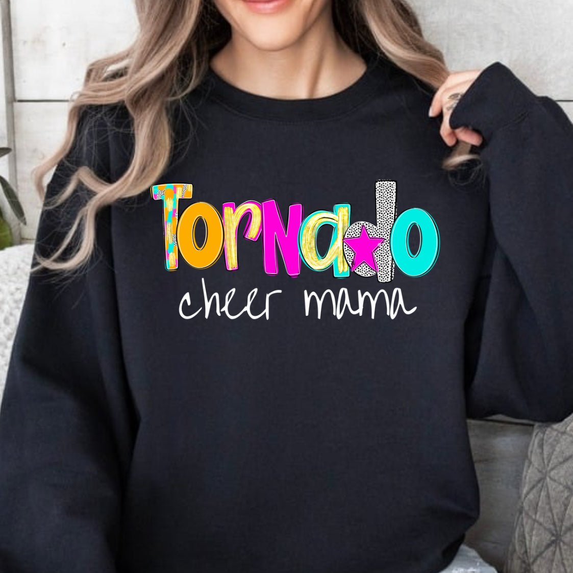 Tornado Cheer Mama  tee or crew spirit wear