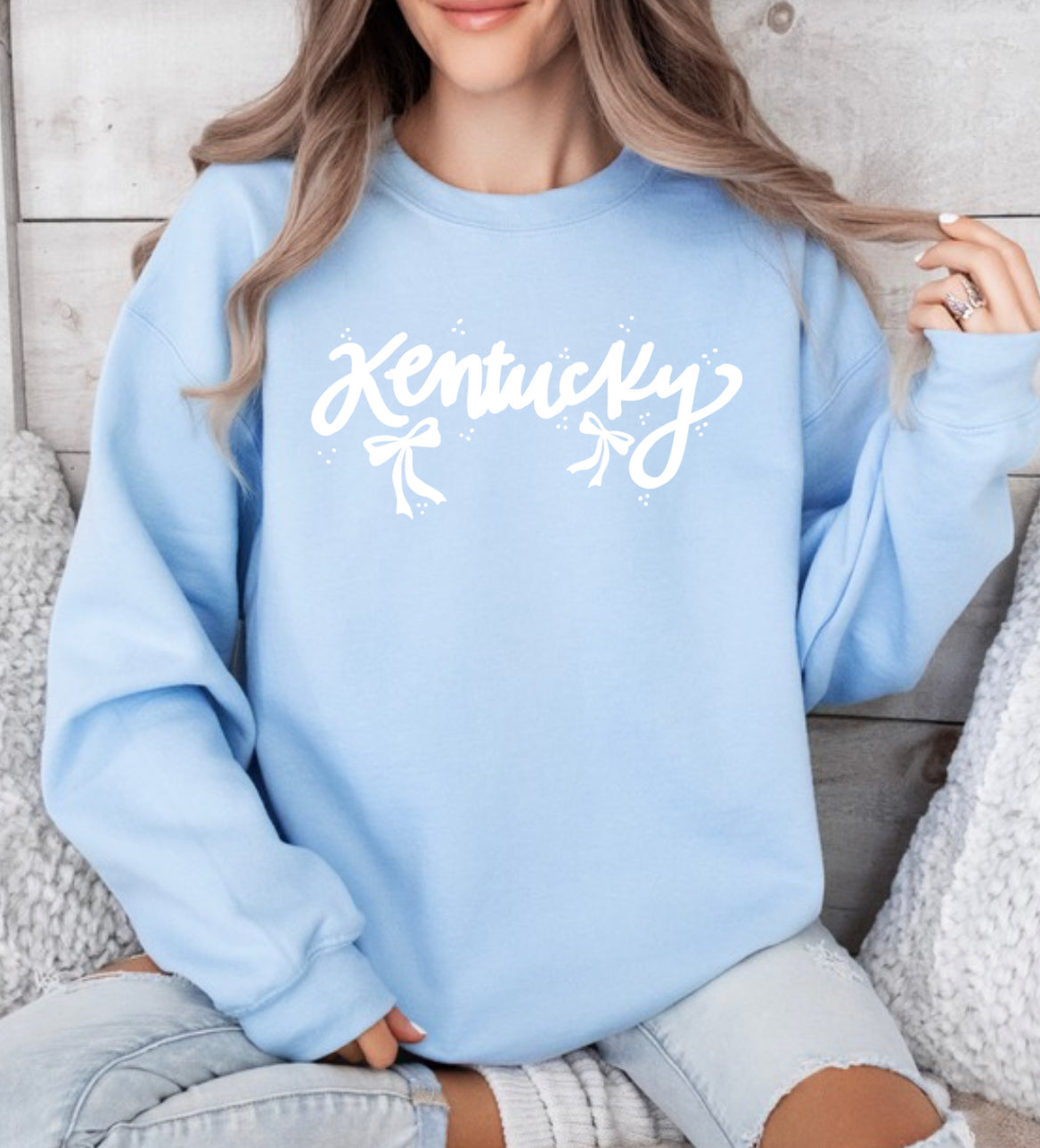 Baby blue kentucky and bows spirit wear