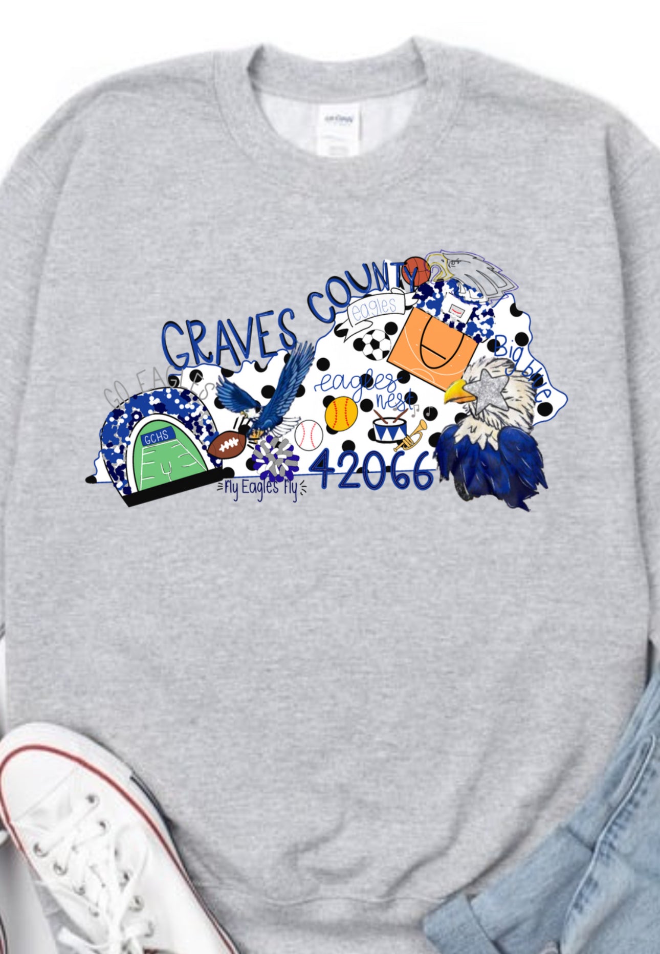 Graves County Eagles doodle  Spirit Wear