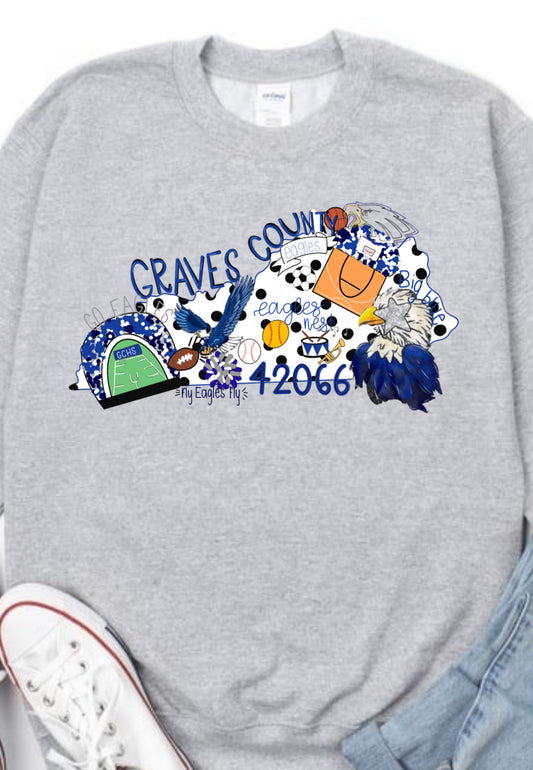 Graves County Eagles doodle Spirit Wear