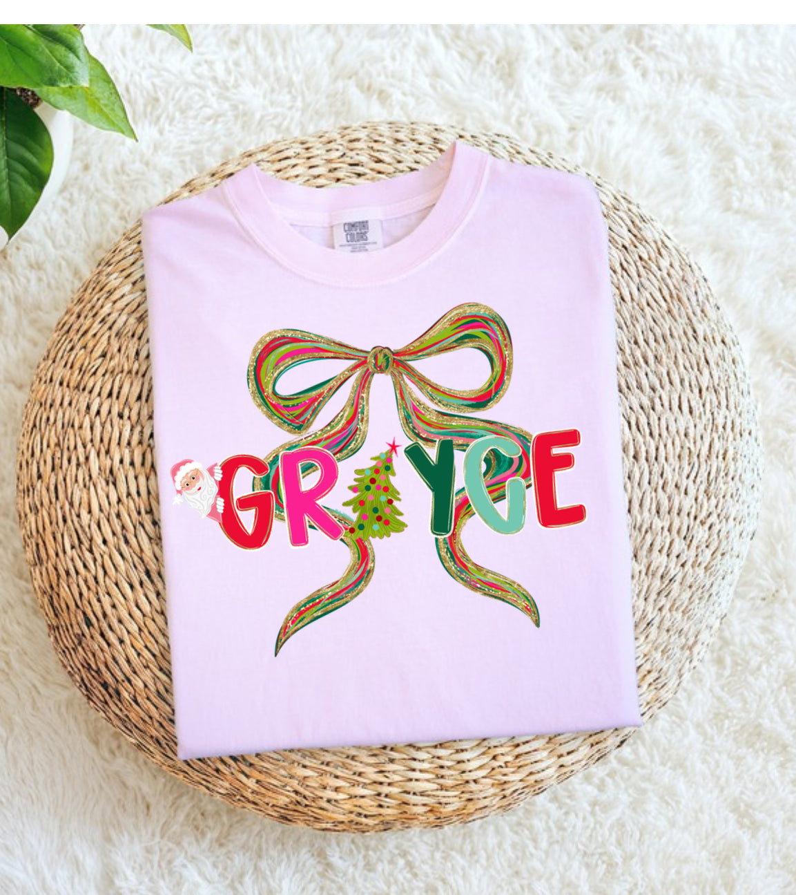 Christmas Name with bow tshirt or sweatshirt