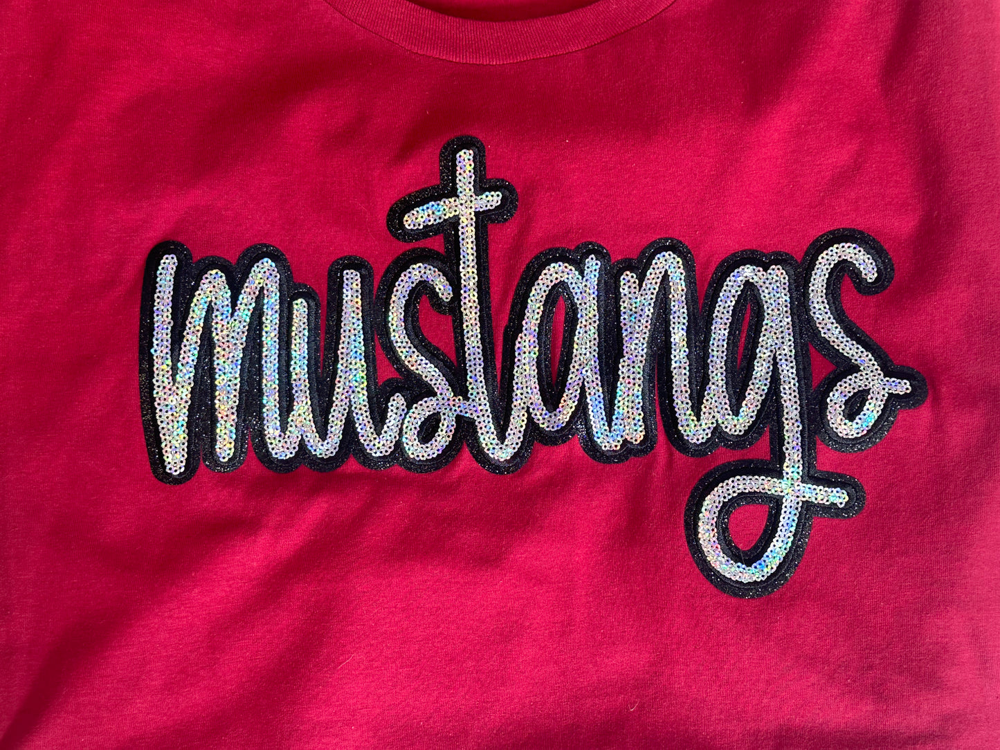 Mustangs sequin T-shirt or crewneck spirit wear