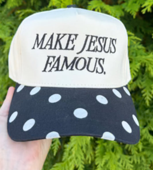 Make Jesus Famous Polka Dot Trucker Hat