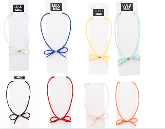 Lulu Mac Bow necklace White, Pink, Navy, Black, Yellow, Hot Pink and more!