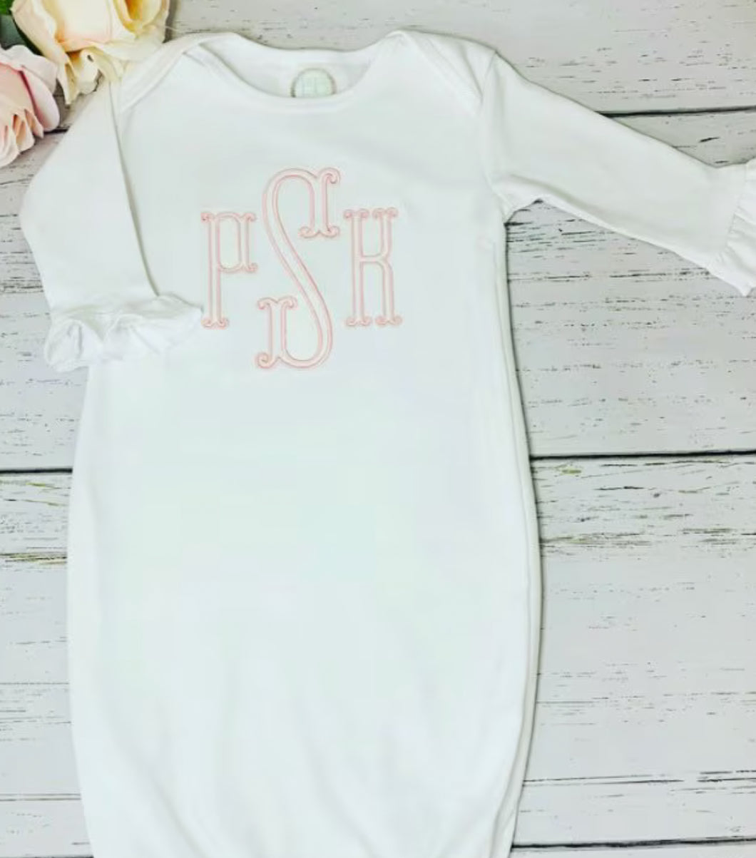 Monogrammed or Embroider Newborn Gown