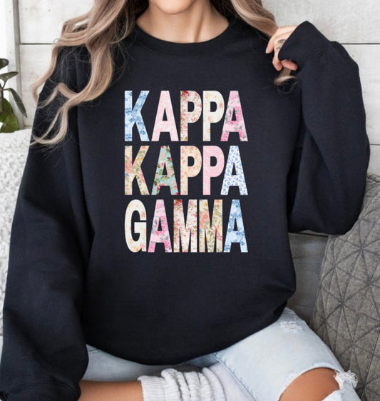 Kappa Kappa floral on black spirit wear