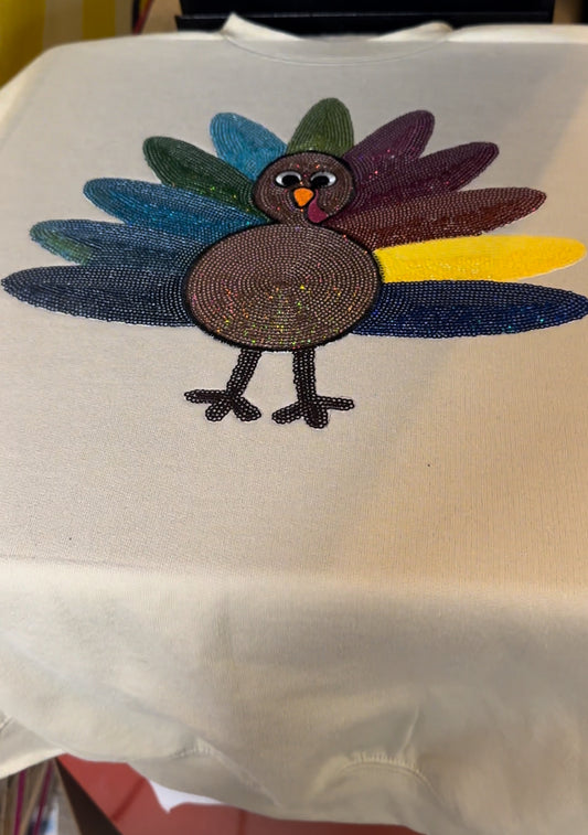 Sequin Turkey crewneck Fall