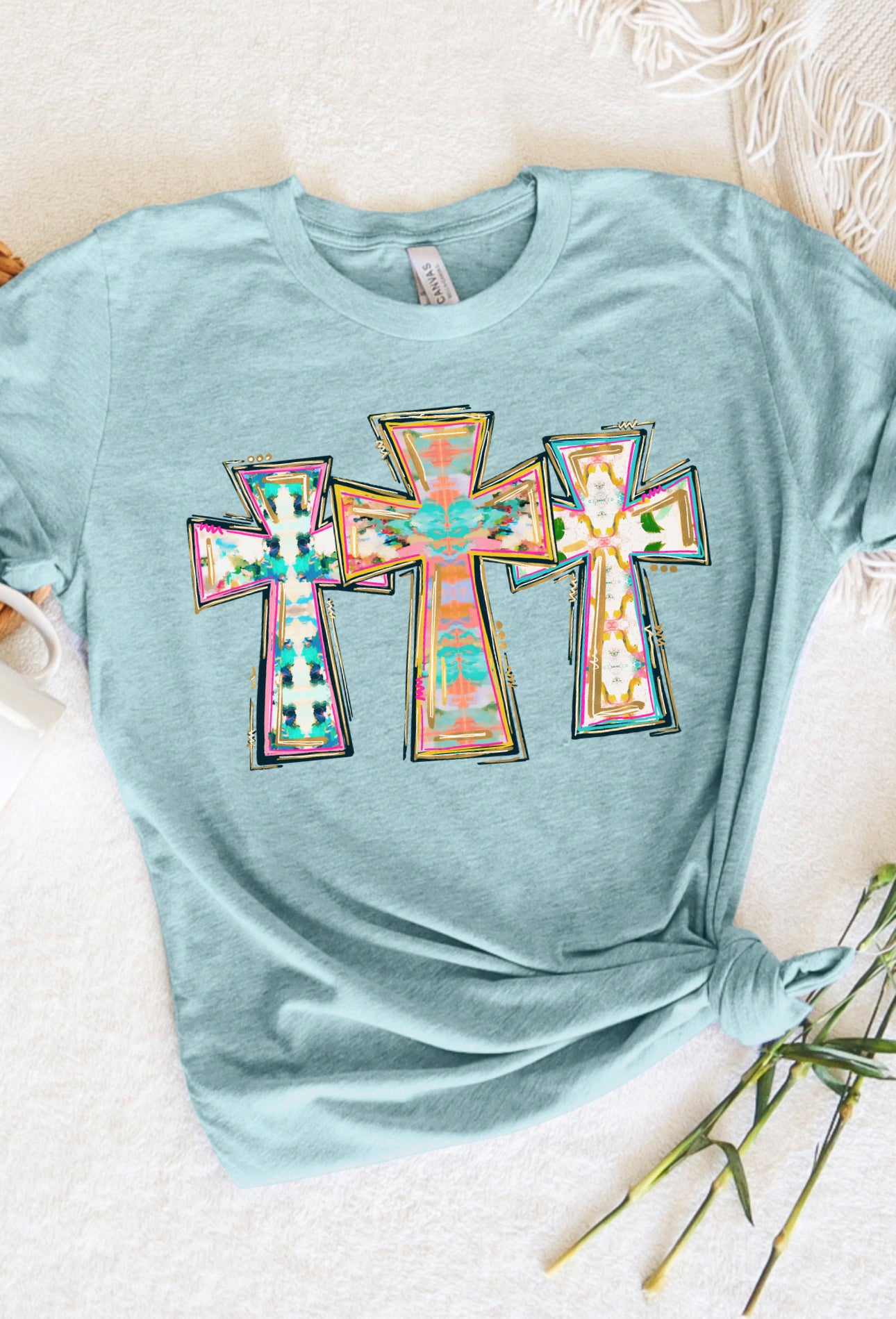 Abstract Cross graphic tee sweatshirt