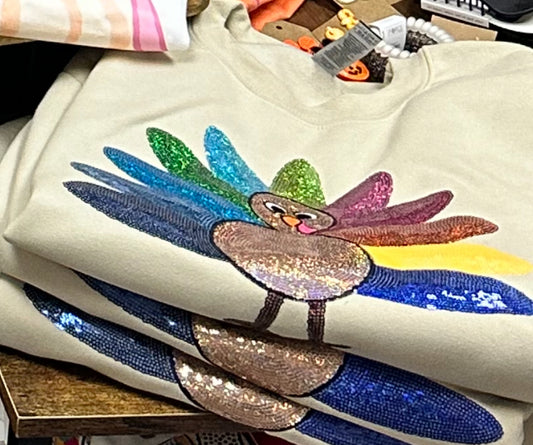 Sequin Turkey crewneck Fall