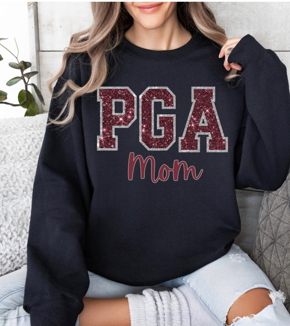 PGA Mom Faux Glitter graphic tee or sweatshirt