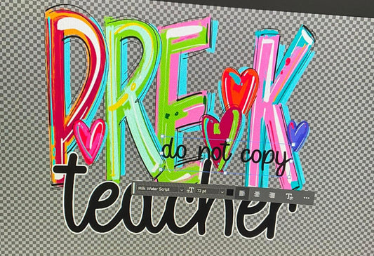 Pre K teacher on grey tee or crew