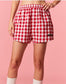Red Gingham Shorts with green pom pom Merry Detail