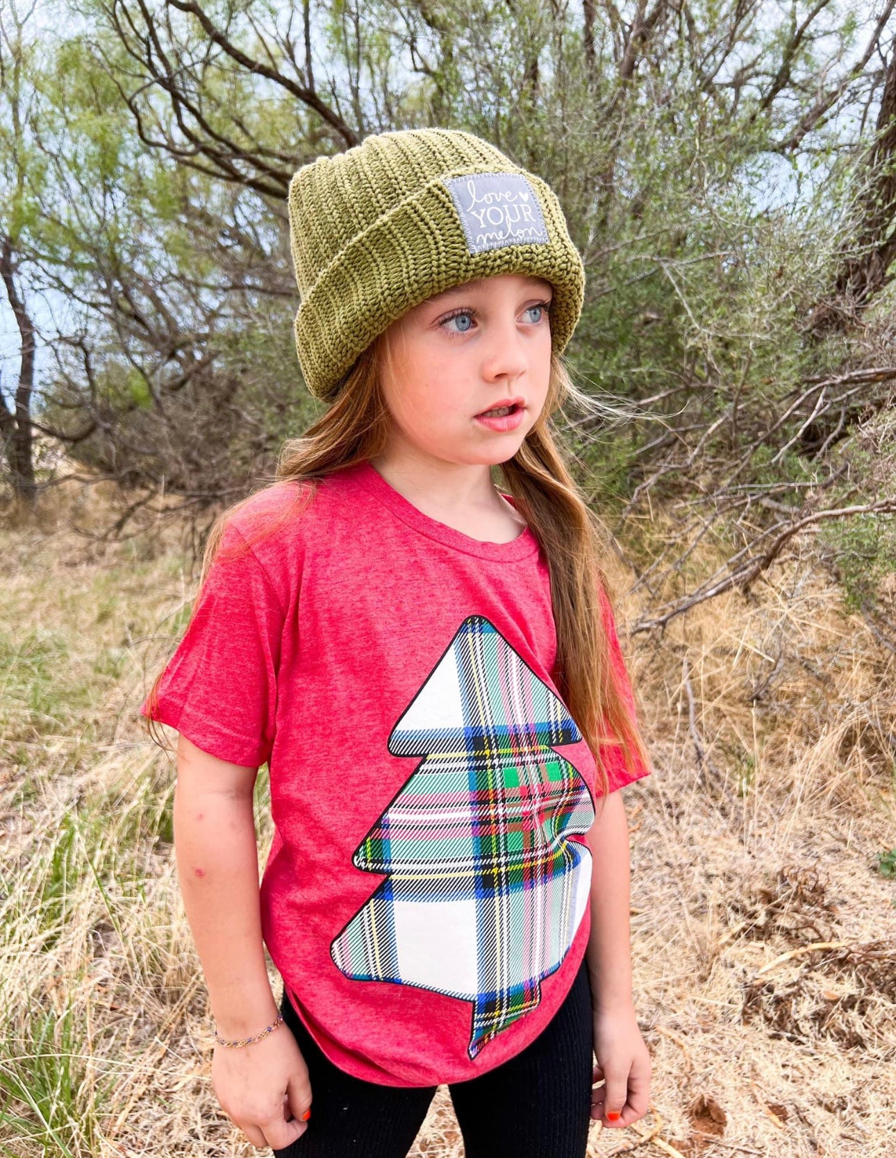 Youth Plaid Christmas tee