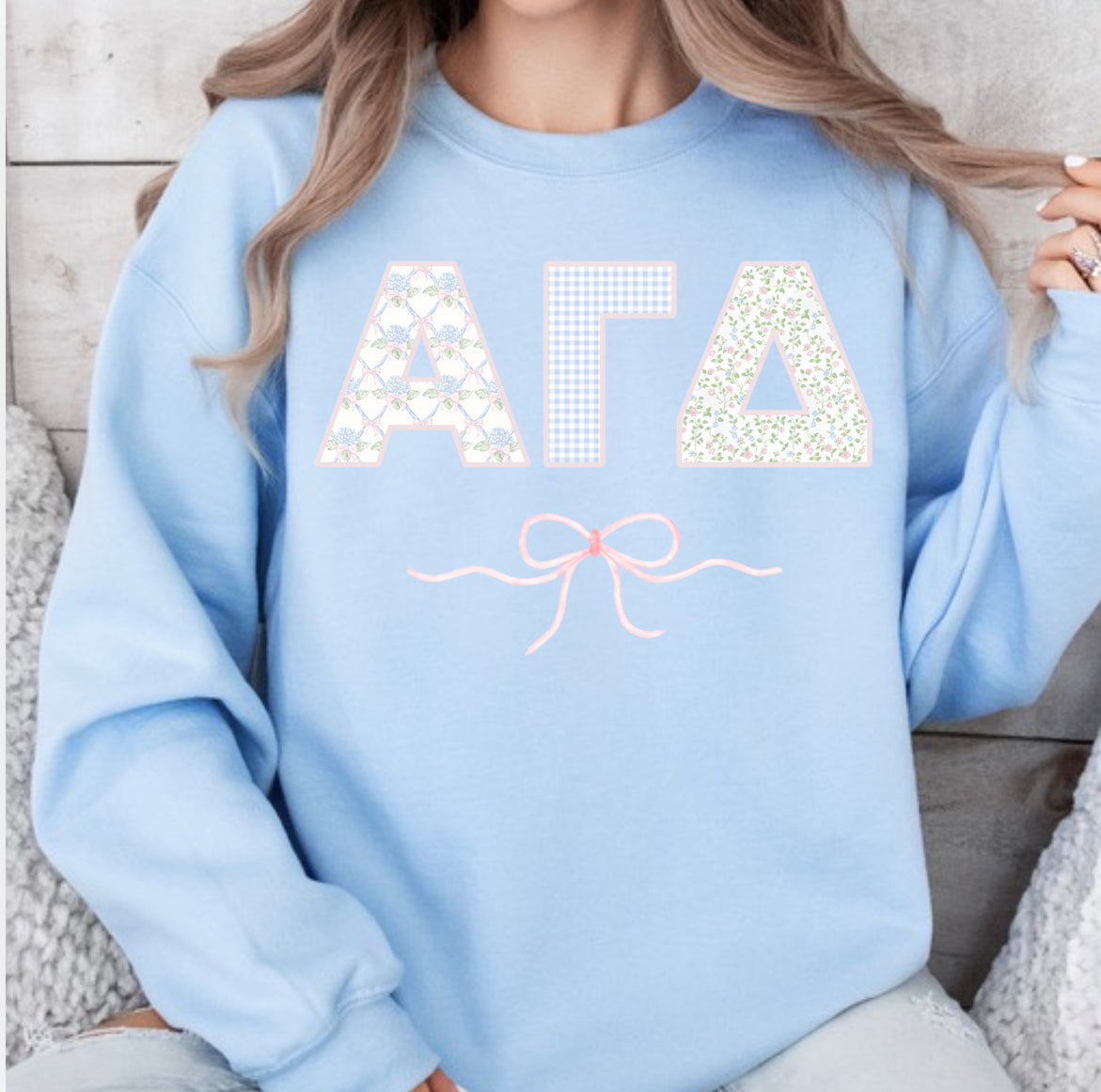 Alpha G floral on blue  spirit wear