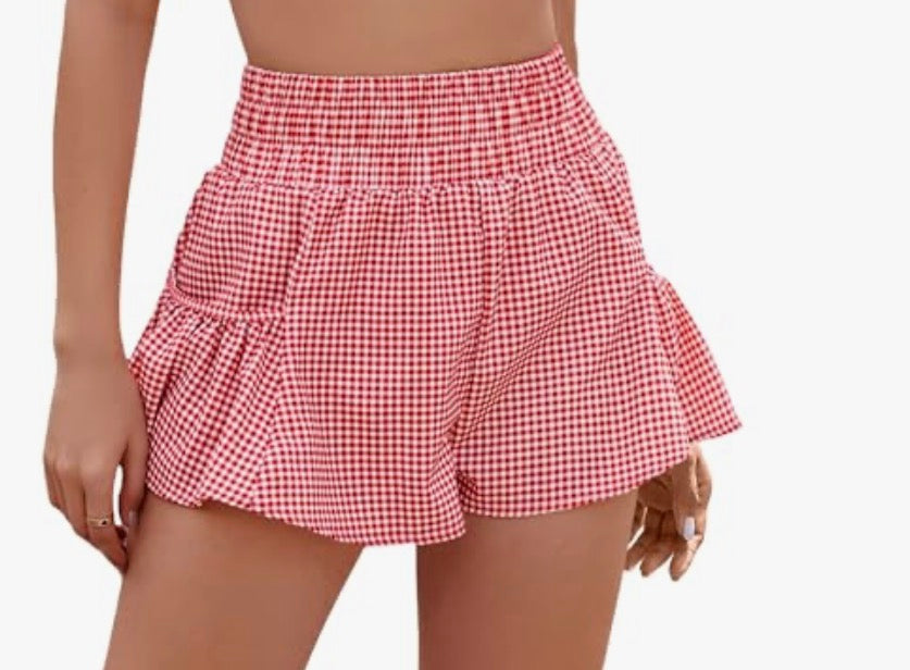 Take Me Out to the Ballgame Red Gingham shorts