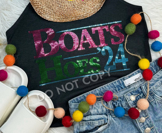 Boats and Hoes Spangle tank or T-shirt