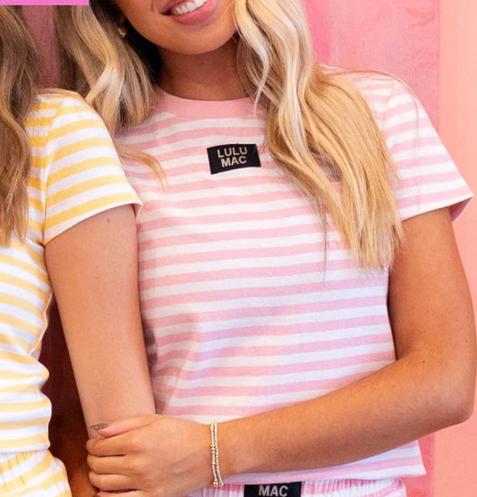 Lulu Mack Baby Doll Tee pink and white