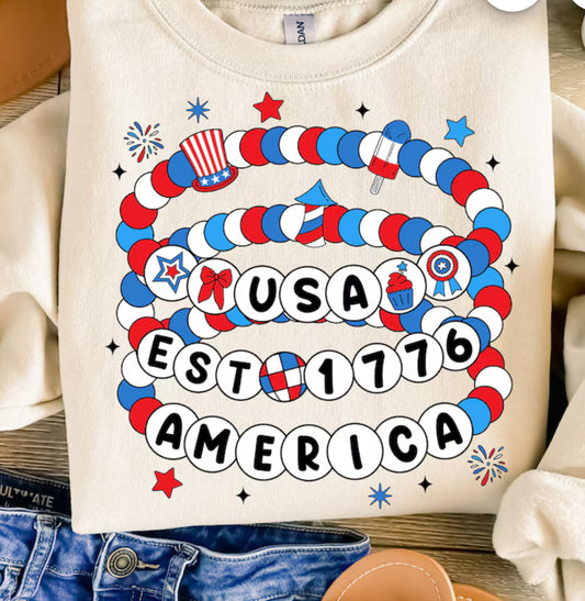 USA friendship Braclet red white and you