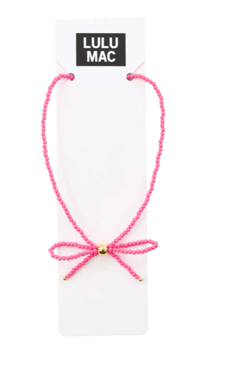 Lulu Mac Bow necklace White, Pink, Navy, Black, Yellow, Hot Pink and more!