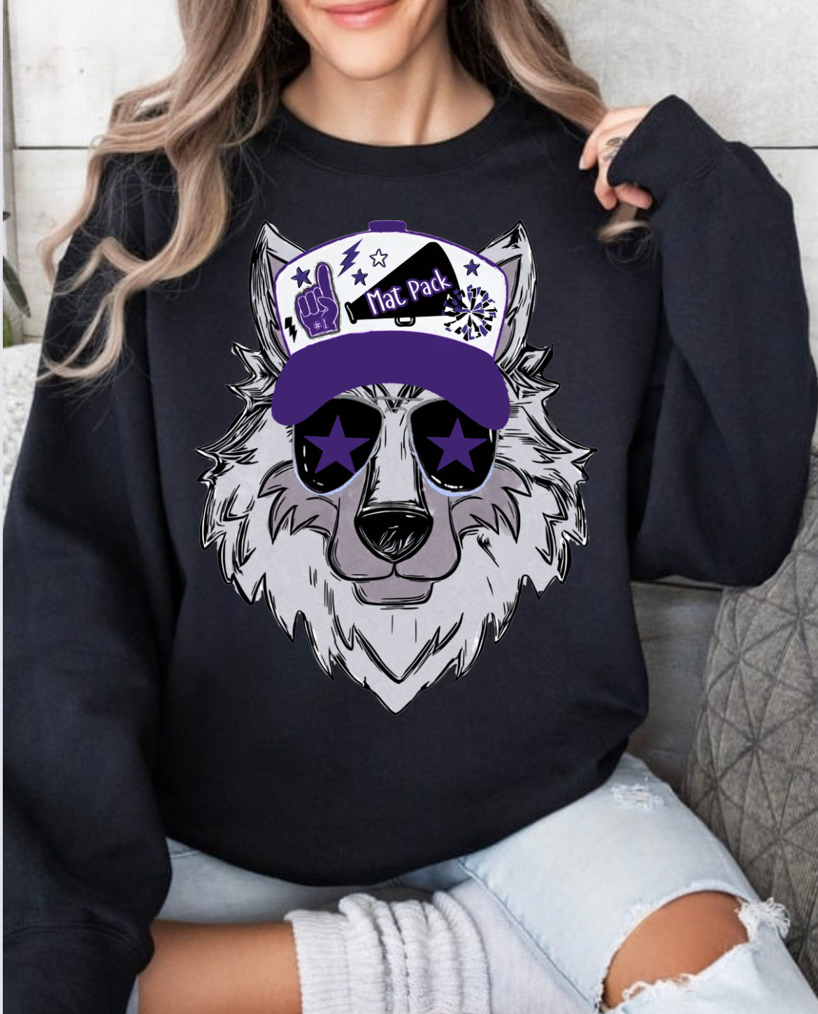 Mat Pack Wolves tee or crew spirit wear