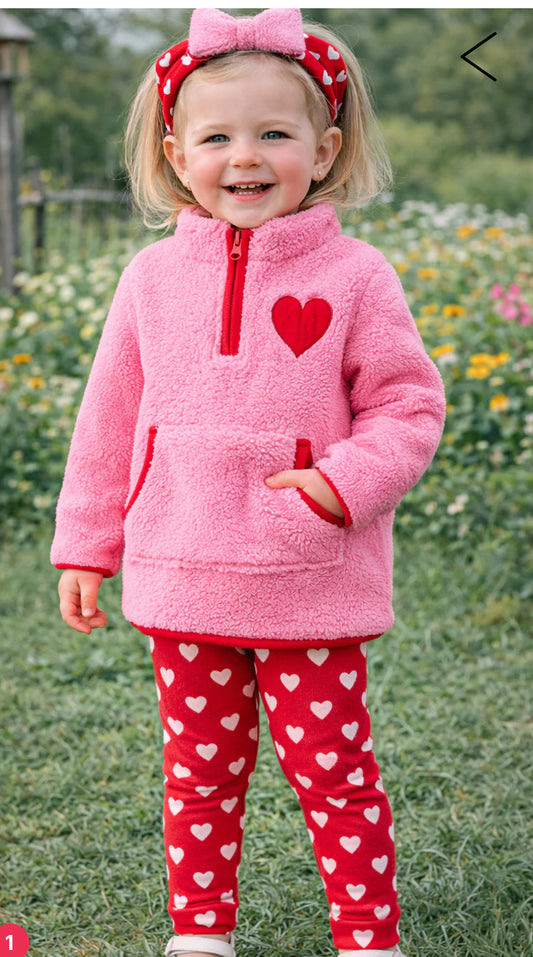 Girls Valentine outfit pullover, leggings and headband size 2-9