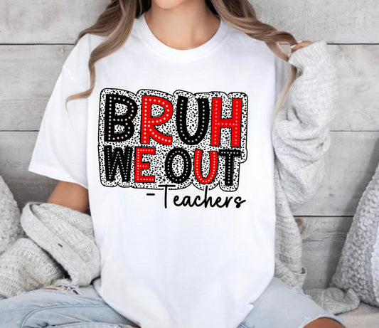 Teacher out red and black graphic tee