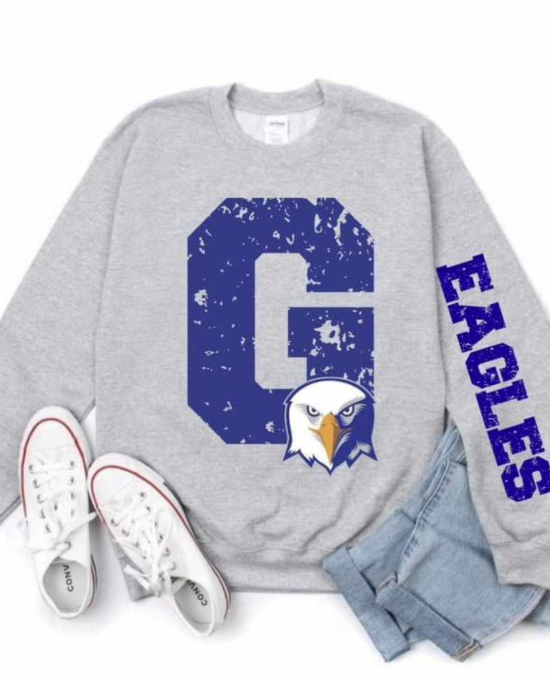 Graves Eagles front facing eagle Mascot with arm design Spirit wear