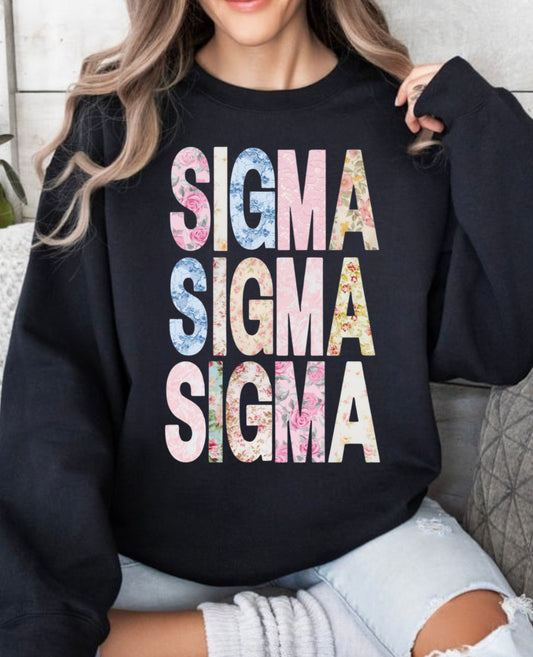 Tri Sig floral on black spirit wear