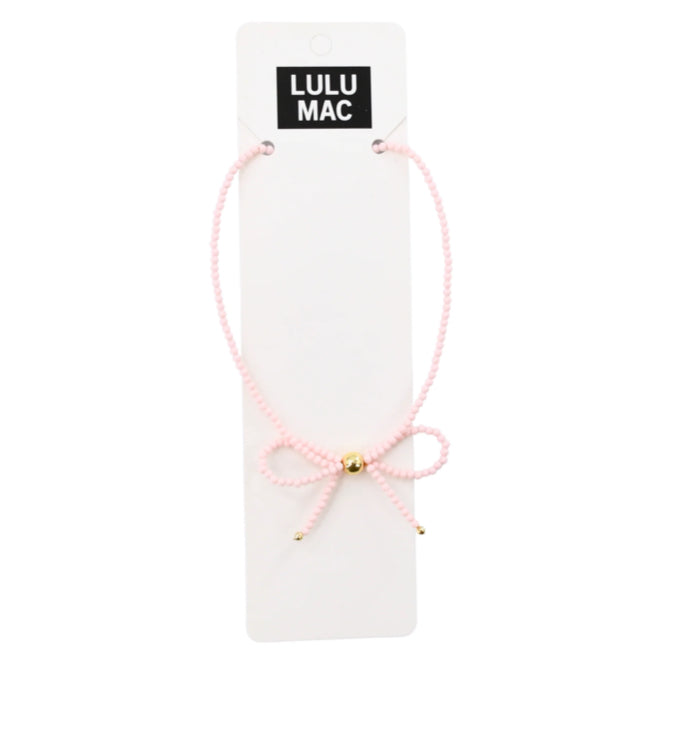 Lulu Mac Bow necklace White, Pink, Navy, Black, Yellow, Hot Pink and more!
