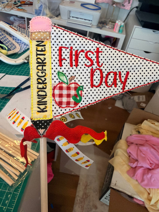 First Day Flag Wand perfect for Pictures! Kindergarten