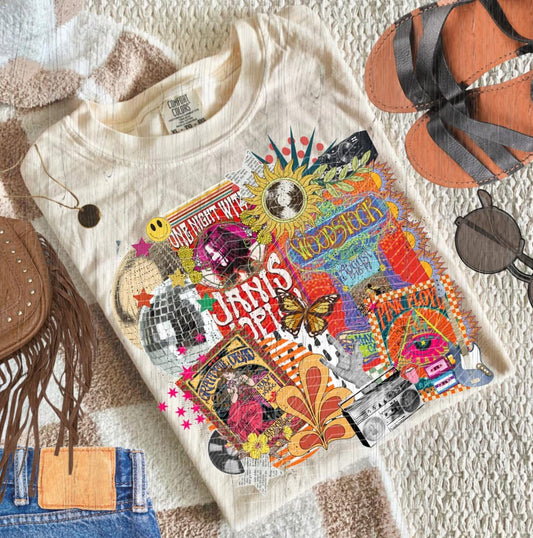 Janis Joplin collage graphic tee