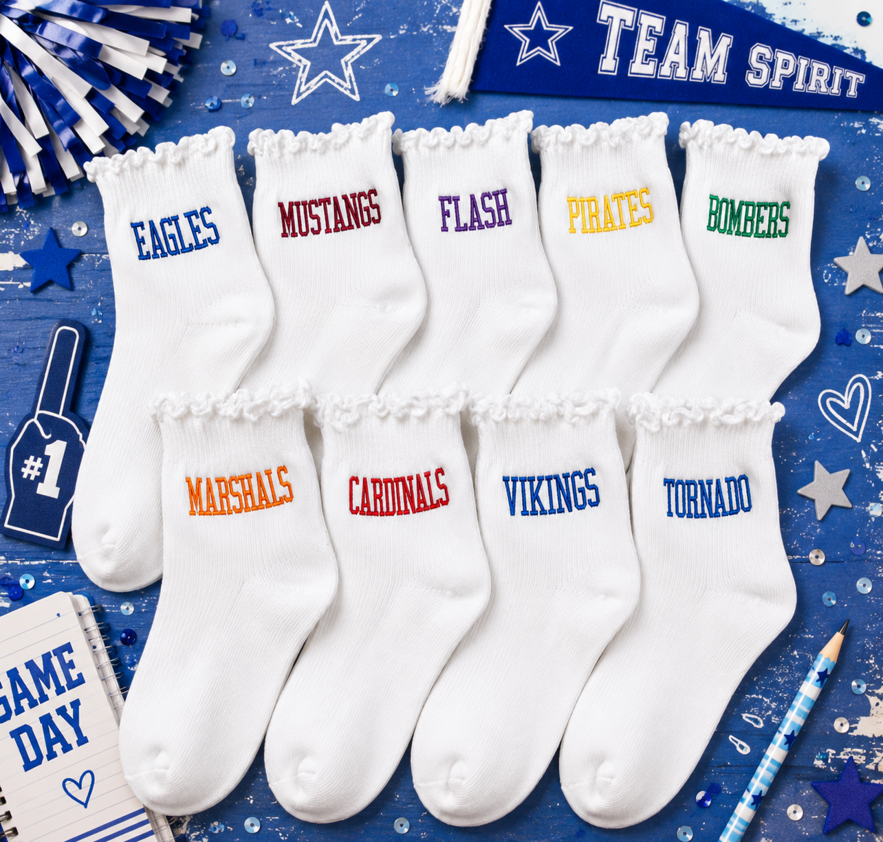 Personalized socks! You choose any word and color thread