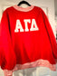 AGD red with gingham mock neck