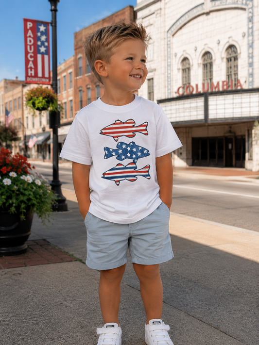 Boys Red White and Blue Fish