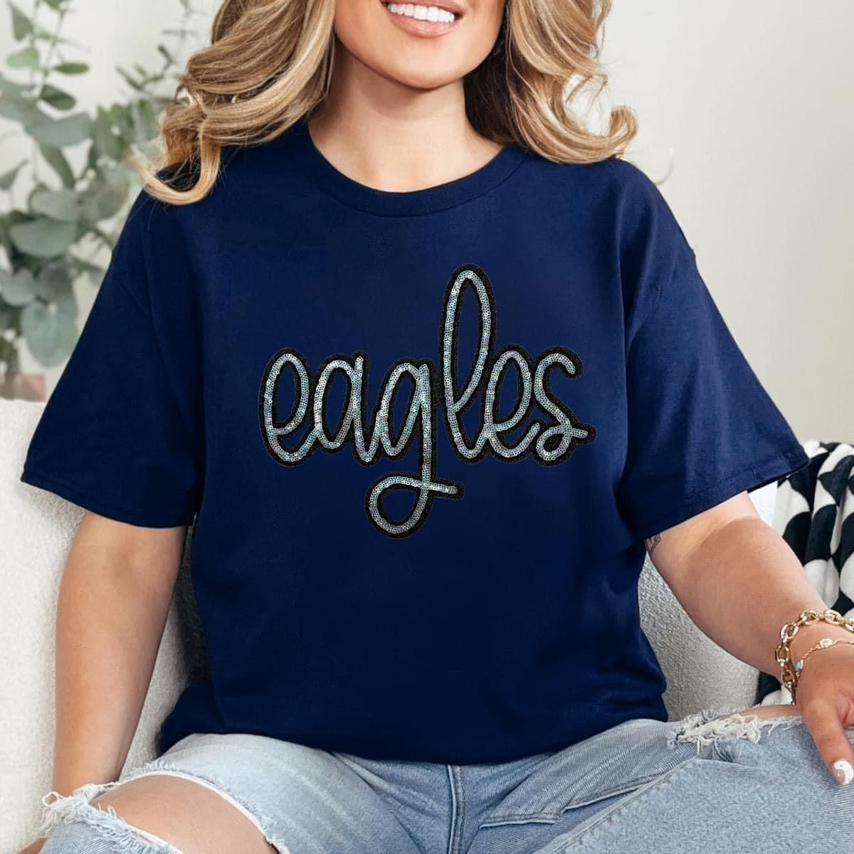 Eagles on Royal Blue shirt sequin T-shirt or crewneck spirit wear