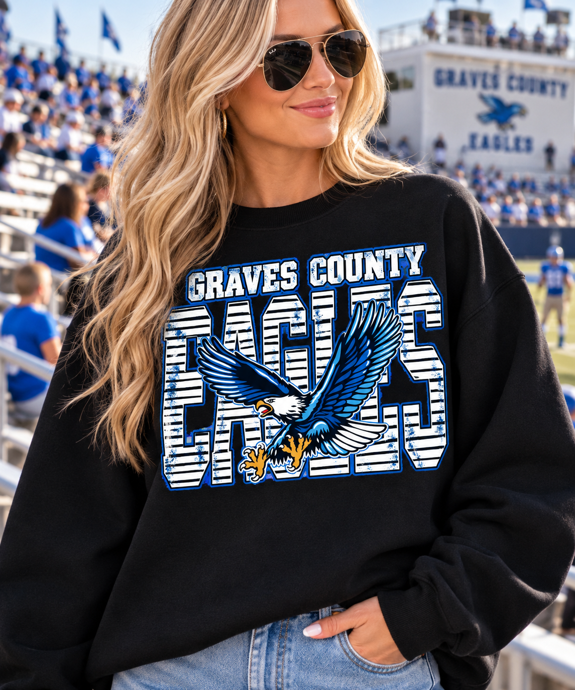 Graves County Eagles stripe design T-shirt or sweatshirt