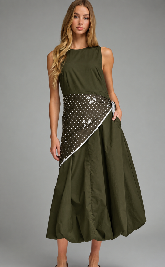 The Olive Grove Dress with Scarf