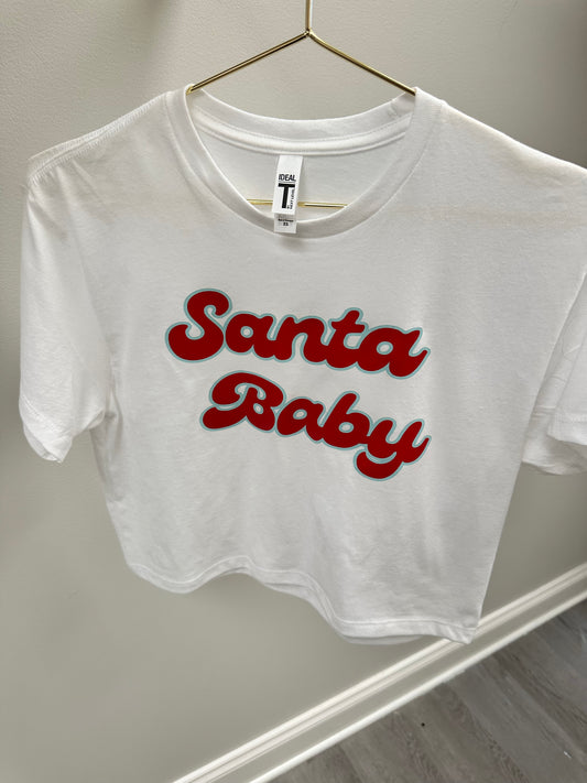 Christmas PJ Santa Baby reg white tee