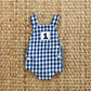 Navy Blue Smocked First Birthday Sunsuit