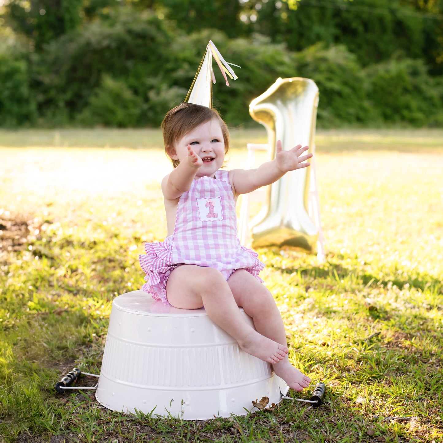 Pastel Pink First Birthday Bubble