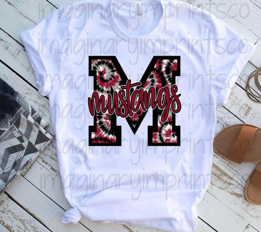 White block Mustang tye dye Spirit Wear