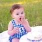 Navy Blue Smocked First Birthday Sunsuit